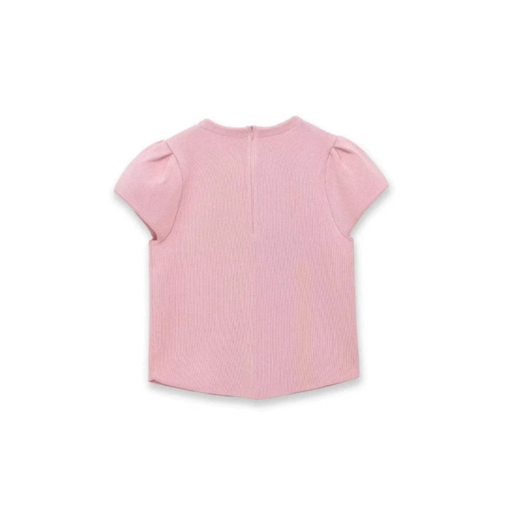 ZARA Summer Chic Versatile Slim Fit Puff Sleeve Round Neck Knit Top